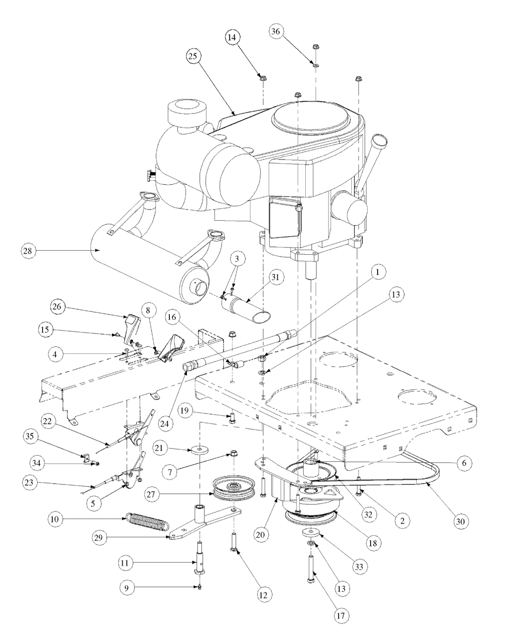 Engine Assembly Kawasaki Diagram and Parts List for M48-KW 53CB5DAV750-19-HP-OHV Cub Cadet Lawn Tractor